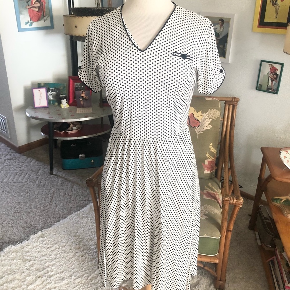 SOLD Vintage 1950s Style Dress Polka Dot Rockabilly - Picture 2 of 5